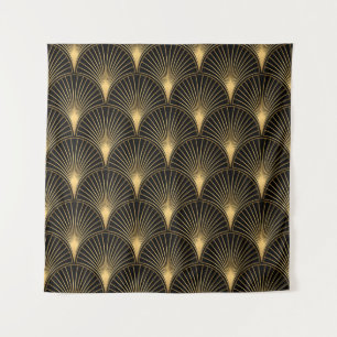 Art Deco Zwart Goud: Naadloze luxe Wandkleed