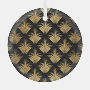 Art Deco, zwart goud patroon. Glas Ornament