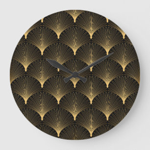 Art Deco: zwart goud patroon. Grote Klok