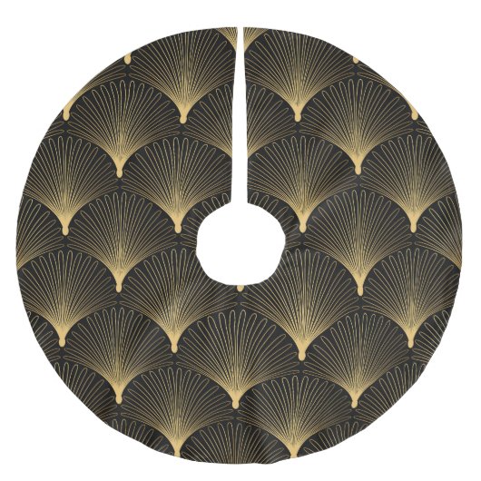 Art Deco: zwart goud patroon. Kerstboom Rok (Voorkant)