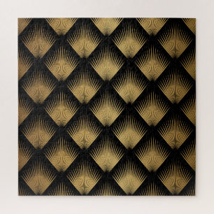 Art Deco, zwart goud patroon. Legpuzzel