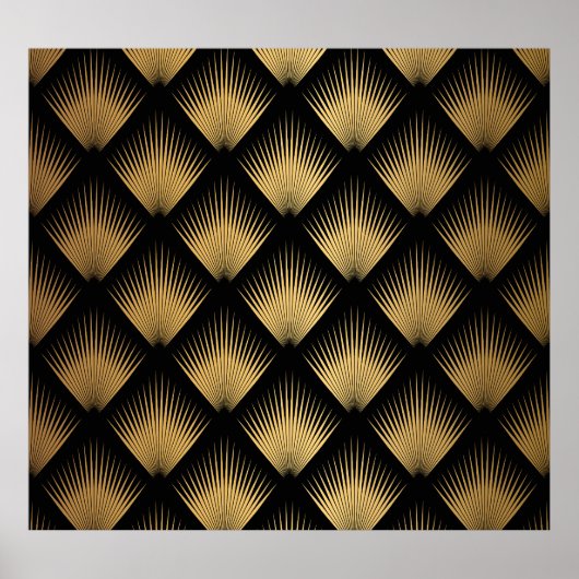 Art Deco, zwart goud patroon. Poster (Voorkant)