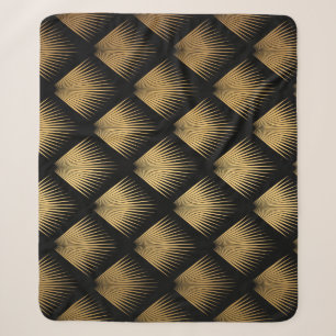 Art Deco, zwart goud patroon. Sherpa Deken