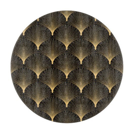Art Deco: zwart goud patroon. Snijplank (Voorkant)
