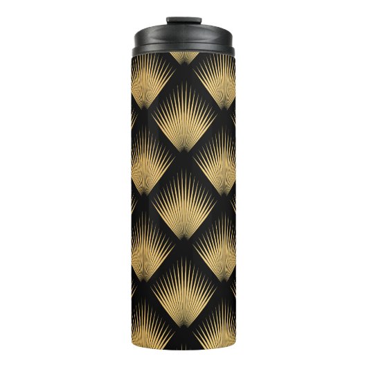Art Deco, zwart goud patroon. Thermosbeker (Voorkant)