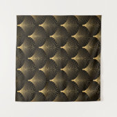 Art Deco: zwart goud patroon. Wandkleed (Voorkant (horizontaal))