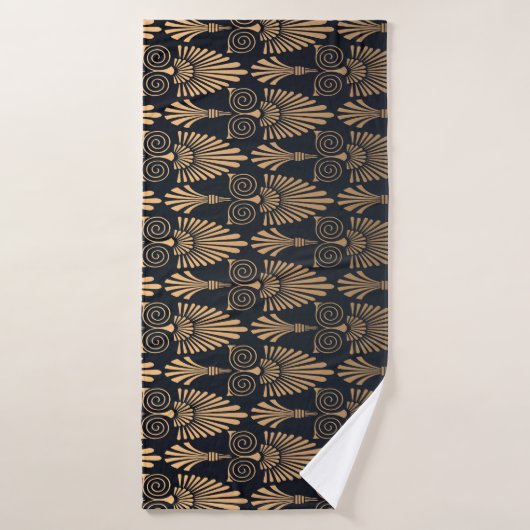 Art Deco Zwart Goud: Retro. Badhanddoek (Badhanddoek)