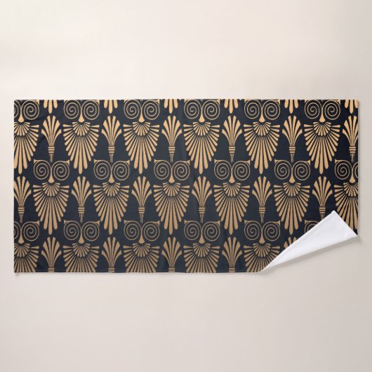 Art Deco Zwart Goud: Retro. Badhanddoek (Badhanddoek)