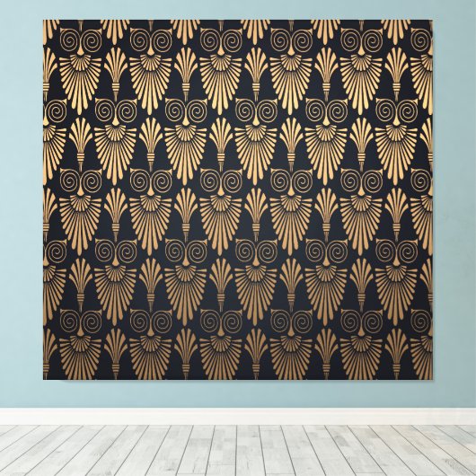 Art Deco Zwart Goud: Retro. Canvas Afdruk (Insitu (Houten vloer))