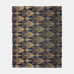 Art Deco Zwart Goud: Retro. Fleece Deken