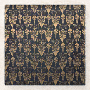 Art Deco Zwart Goud: Retro. Glazen Onderzetter