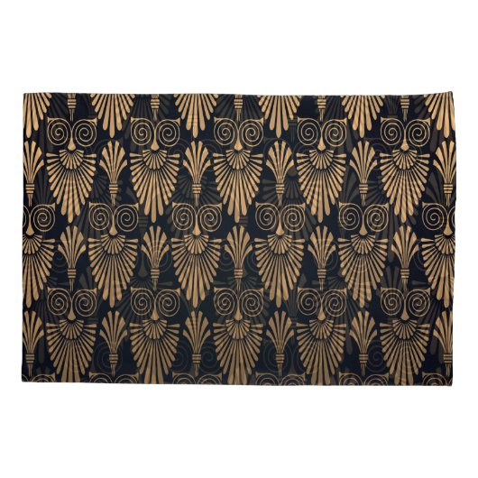 Art Deco Zwart Goud: Retro. Kussensloop (Achterkant)