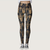 Art Deco Zwart Goud: Retro. Leggings (Voorkant)