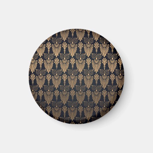 Art Deco Zwart Goud: Retro. Magneet (Voorkant)