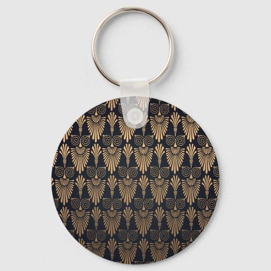 Art Deco Zwart Goud: Retro. Sleutelhanger (Voorkant)