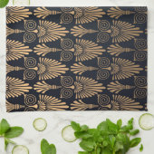 Art Deco Zwart Goud: Retro. Theedoek (Gevouwen)