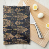 Art Deco Zwart Goud: Retro. Theedoek (Quarter Fold)