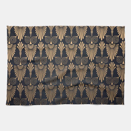 Art Deco Zwart Goud: Retro. Theedoek (Horizontaal)