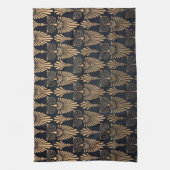 Art Deco Zwart Goud: Retro. Theedoek (Verticaal)