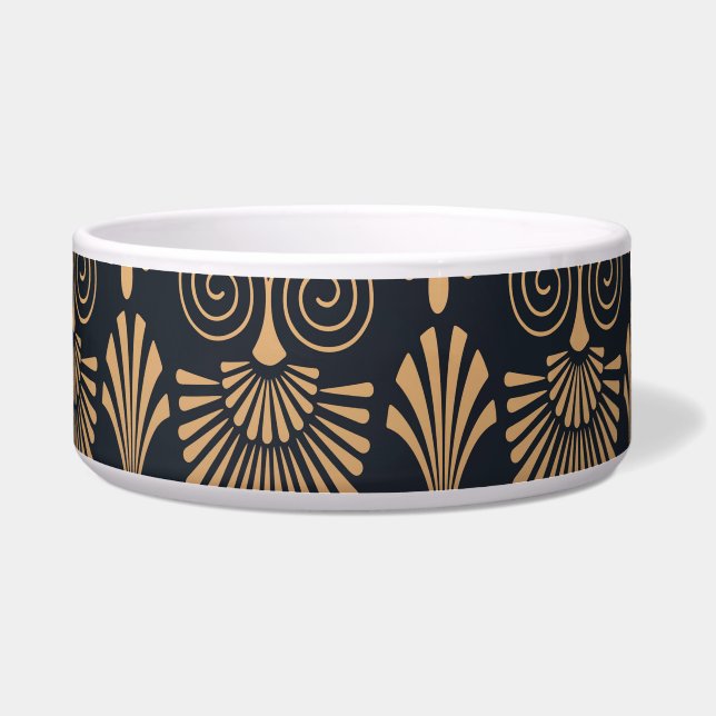 Art Deco Zwart Goud: Retro. Voerbakje (Voorkant)