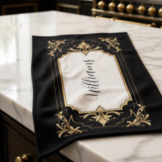 Art Deco zwart & goud sierlijst Theedoek
