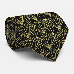 Art Deco Zwart & Goud  Stropdas