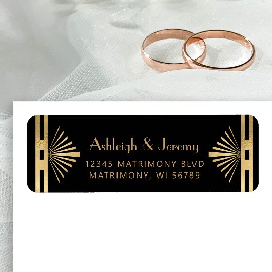 Art Deco Zwart Goud uit de jaren 20 Etiket