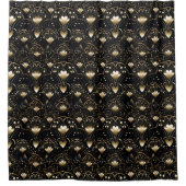 Art Deco Zwart Goud Valentijn Hart Douchegordijn (Voorkant)