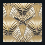Art deco zwart goud vierkante klok<br><div class="desc">Art deco zwarte gouden vierkante wandklok.</div>