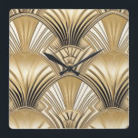 Art deco zwart goud vierkante klok<br><div class="desc">Art deco zwarte gouden vierkante wandklok.</div>