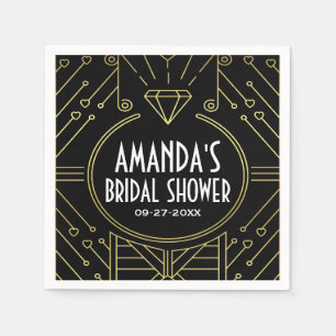 Art Deco Zwart Goud Vrijgezellenfeest servetten