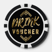 Art Deco Zwart Gouden Drink Voucher Poker Chips (Voorkant)