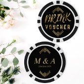 Art Deco Zwart Gouden Drink Voucher Poker Chips