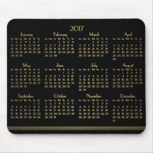 Art Deco Zwart Gouden Jaarkalender 2017 Muismat