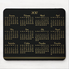 Art Deco Zwart Gouden Jaarkalender 2017 Muismat