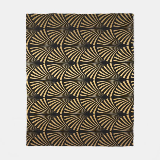Art Deco: Zwart Gouden Schalen. Fleece Deken (Voorkant)