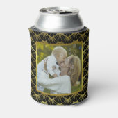 Art Deco Zwart Gouden Schelpen 2 Aangepaste Famili Blikjeskoeler (Blikje Achterkant)