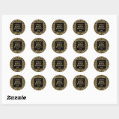 Art Deco Zwart|Gouden Verjaardagsfeestje uit de ja Ronde Sticker (Vel)