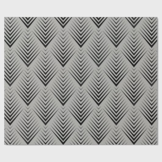 Art Deco Zwart Grijs Elegant Minimaal Botanisch Cadeaupapier (Vlak)