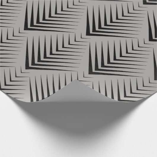 Art Deco Zwart Grijs Elegant Minimaal Botanisch Cadeaupapier (Hoek)