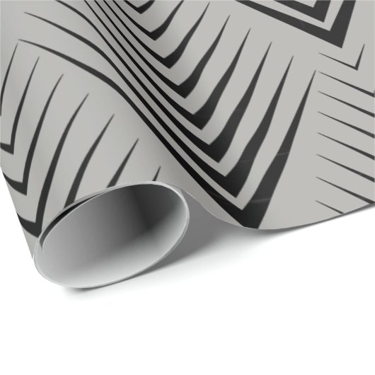 Art Deco Zwart Grijs Elegant Minimaal Botanisch Cadeaupapier (Rol Hoek)