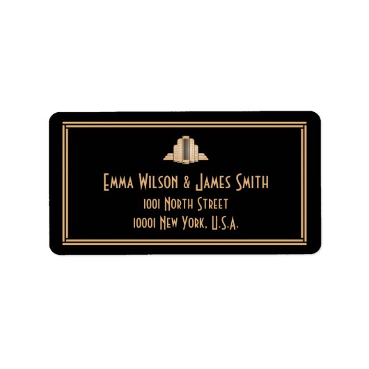 Art Deco zwart grijs Great Gatsby adreslabels Etiket (Voorkant)