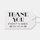 Art Deco Zwart Monogram Huwelijksgeschenk Cadeaulabel (Voorkant (Horizontaal))