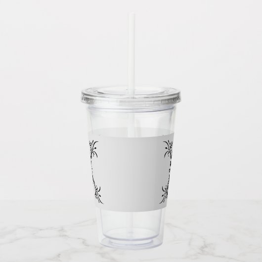  Art Deco Zwart Naam Monogram Acryl Drinkbeker (Rechts)