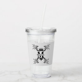  Art Deco Zwart Naam Monogram Acryl Drinkbeker