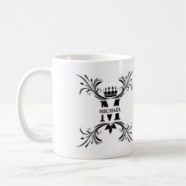  Art Deco Zwart Naam Monogram Koffiemok