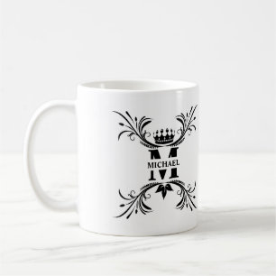 Art Deco Zwart Naam Monogram Koffiemok