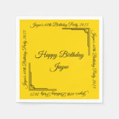 Art Deco Zwart op Gouden Verjaardagsfeest Servet (Voorkant)