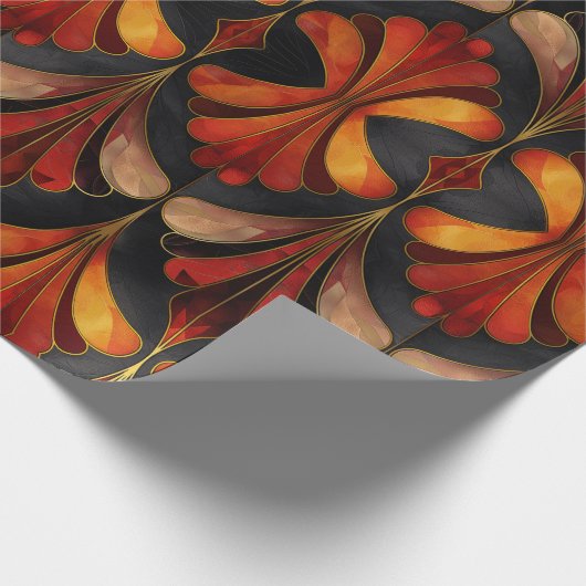 Art Deco zwart rood goud Cadeaupapier (Hoek)