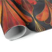 Art Deco zwart rood goud Cadeaupapier (Rol Hoek)